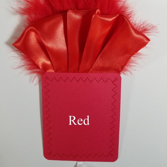 New - Red Satin Ruffle & Feather Pocket Square Insert - Picture 5 of 5